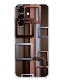 Чехол для Samsung Galaxy A17 с картинкой «Коричневые объемные квадраты»