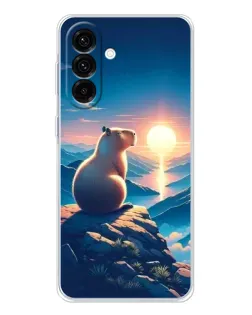 Чехол для Samsung Galaxy A17 с картинкой «Закат солнца с капибарой»
