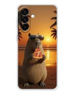 Чехол для Samsung Galaxy A17 с картинкой «Капибара с пиццей»