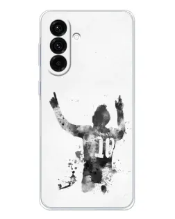 Чехол для Samsung Galaxy A17 с картинкой «Черно-белый силуэт Месси»