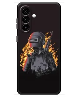 Чехол для Samsung Galaxy A18 4G с картинкой «PUBG — огненный силуэт»