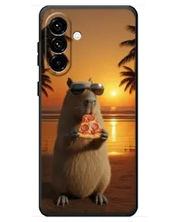 Чехол для Samsung Galaxy A18 4G с картинкой «Капибара с пиццей»