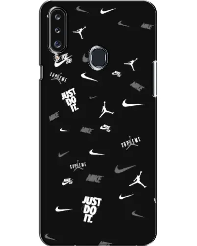 Чехол для Samsung Galaxy A20s (A207) с картинкой «Nike Black Pattern»