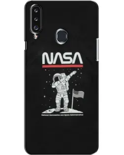 Чехол для Samsung Galaxy A20s (A207) с картинкой «NASA — шагаем по Луне»
