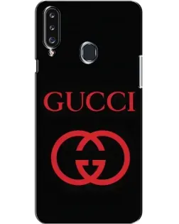 Чехол для Samsung Galaxy A20s (A207) с картинкой «Gucci — красный логотип»