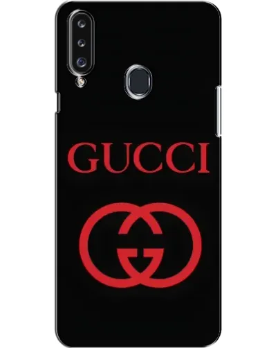 Чехол для Samsung Galaxy A20s (A207) с картинкой «Gucci — красный логотип»