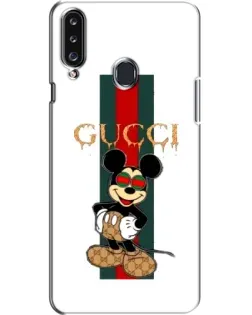 Чехол для Samsung Galaxy A20s (A207) с картинкой «Микки Маус Gucci — полосы»