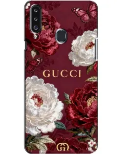Чехол для Samsung Galaxy A20s (A207) с картинкой «Gucci — бордовые розы»