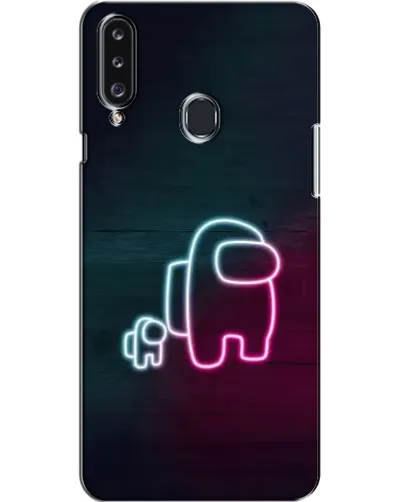 Чехол для Samsung Galaxy A20s (A207) с картинкой «Among Us неон-арт»