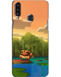 Чехол для Samsung Galaxy A20s (A207) с картинкой «Майнкрафт закат солнца»