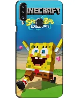 Чехол для Samsung Galaxy A20s (A207) с картинкой «Губка Боб Minecraft»