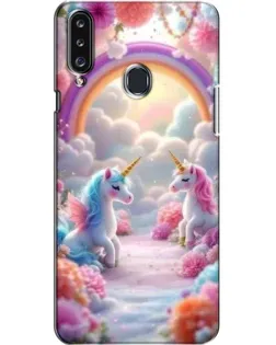 Чехол для Samsung Galaxy A20s (A207) с картинкой «Радуга и единороги»