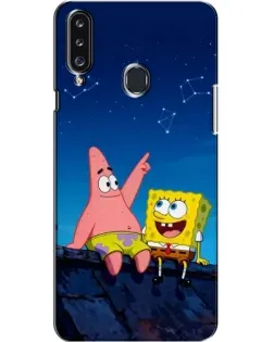 Чехол для Samsung Galaxy A20s (A207) с картинкой «Губка Боб и Патрик ночью»