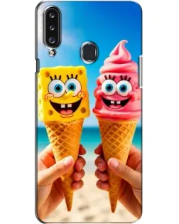 Чехол для Samsung Galaxy A20s (A207) с картинкой «Спанч Боб мороженое»
