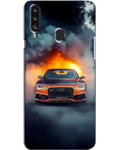 Чехол для Samsung Galaxy A20s (A207) с картинкой «Audi в огненном дыму»