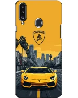 Чехол для Samsung Galaxy A20s (A207) с картинкой «Желтый Lamborghini город»