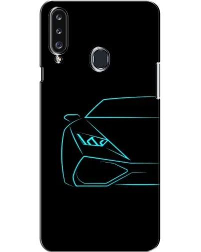 Чехол для Samsung Galaxy A20s (A207) с картинкой «Голубой силуэт Lamborghini»