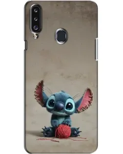 Чехол для Samsung Galaxy A20s (A207) с картинкой «Стич на коричневом фоне»