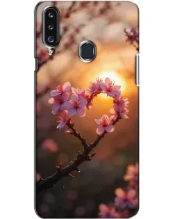 Чехол для Samsung Galaxy A20s (A207) с картинкой «Розовый цвет сердце на фоне заката»