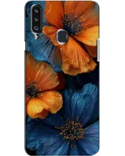 Чехол для Samsung Galaxy A20s (A207) с картинкой «Яркая сине-оранжевая флора»