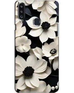 Чехол для Samsung Galaxy A20s (A207) с картинкой «Объемные белые цветы»