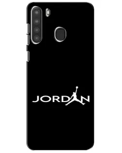 Чехол для Samsung Galaxy A21 (A215) с картинкой «Jordan White Logo» Чехол для Samsung Galaxy A21 (A215) с картинкой «Jordan White Logo»