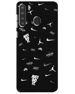 Чехол для Samsung Galaxy A21 (A215) с картинкой «Nike Black Pattern» Чехол для Samsung Galaxy A21 (A215) с картинкой «Nike Black Pattern»