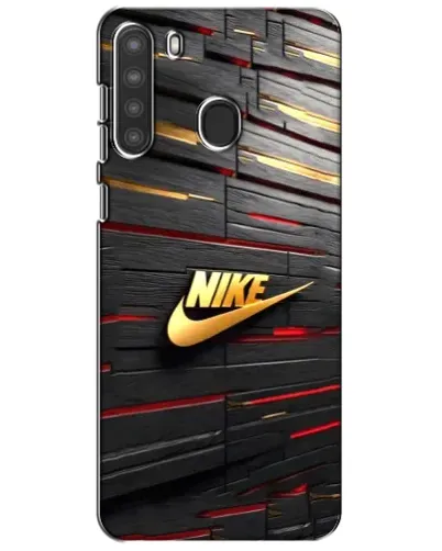 Чехол для Samsung Galaxy A21 (A215) с картинкой «Золотой Nike на металле»