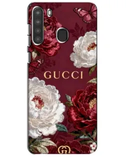 Чехол для Samsung Galaxy A21 (A215) с картинкой «Gucci — бордовые розы» Чехол для Samsung Galaxy A21 (A215) с картинкой «Gucci — бордовые розы»