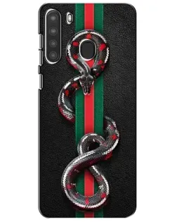 Чехол для Samsung Galaxy A21 (A215) с картинкой «Gucci — змея на полосе» Чехол для Samsung Galaxy A21 (A215) с картинкой «Gucci — змея на полосе»