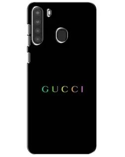 Чехол для Samsung Galaxy A21 (A215) с картинкой «Gucci — неоновый минимализм» Чехол для Samsung Galaxy A21 (A215) с картинкой «Gucci — неоновый минимализм»