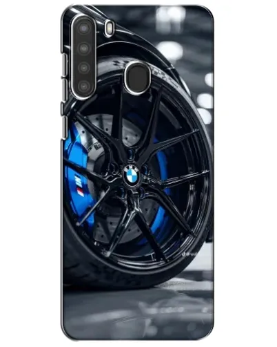 Чехол для Samsung Galaxy A21 (A215) с картинкой «Колесо BMW вблизи»