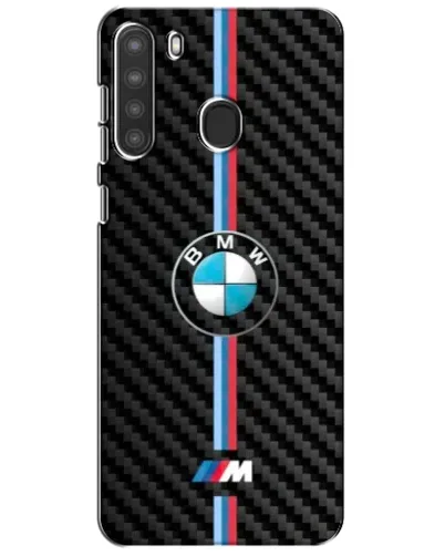 Чехол для Samsung Galaxy A21 (A215) с картинкой «Эмблема BMW и карбон»