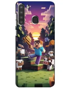 Чехол для Samsung Galaxy A21 (A215) с картинкой «Стив на ферме»