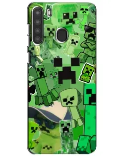 Чехол для Samsung Galaxy A21 (A215) с картинкой «Криперы Minecraft»