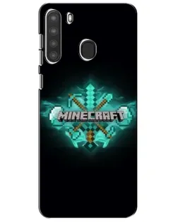 Чехол для Samsung Galaxy A21 (A215) с картинкой «Minecraft Diamond лого»