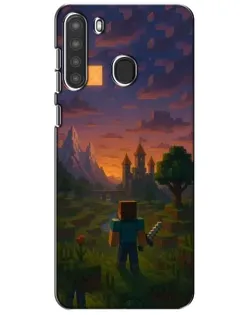 Чехол для Samsung Galaxy A21 (A215) с картинкой «Стив у башни»