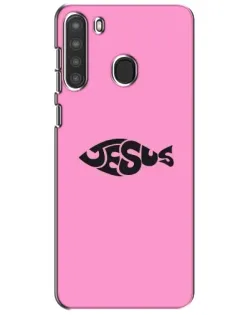 Чехол для Samsung Galaxy A21 (A215) с картинкой «Розовый символ  Jesus»