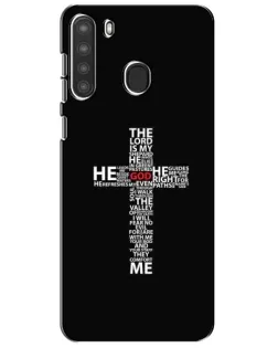 Чехол для Samsung Galaxy A21 (A215) с картинкой «Текстовый крест»
