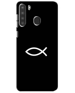Чехол для Samsung Galaxy A21 (A215) с картинкой «Символ рыбы Jesus»