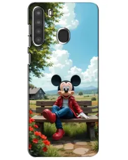 Чехол для Samsung Galaxy A21 (A215) с картинкой «Микки на скамейке»