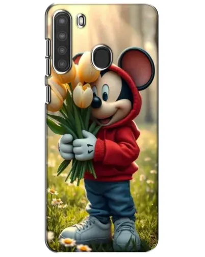 Чехол для Samsung Galaxy A21 (A215) с картинкой «Микки с тюльпанами»