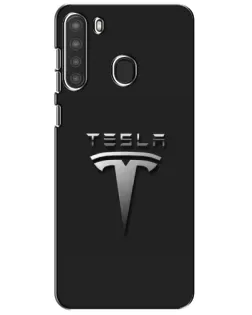 Чехол для Samsung Galaxy A21 (A215) с картинкой «Стальной логотип Tesla» Чехол для Samsung Galaxy A21 (A215) с картинкой «Стальной логотип Tesla»