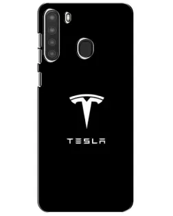 Чехол для Samsung Galaxy A21 (A215) с картинкой «Tesla White Logo» Чехол для Samsung Galaxy A21 (A215) с картинкой «Tesla White Logo»
