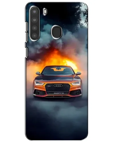 Чехол для Samsung Galaxy A21 (A215) с картинкой «Audi в огненном дыму»