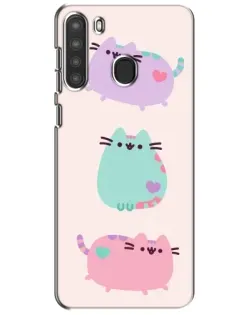Чехол для Samsung Galaxy A21 (A215) с картинкой «Pusheen трио»