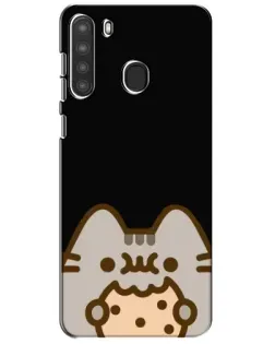 Чехол для Samsung Galaxy A21 (A215) с картинкой «Пушин на черном»