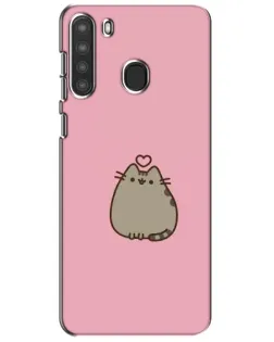Чехол для Samsung Galaxy A21 (A215) с картинкой «Pusheen сердце»