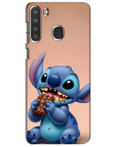 Чехол для Samsung Galaxy A21 (A215) с картинкой «Стич ест шоколад»