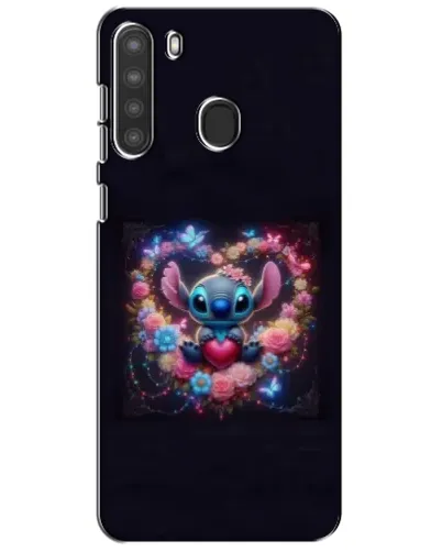 Чехол для Samsung Galaxy A21 (A215) с картинкой «Stitch в цветах»